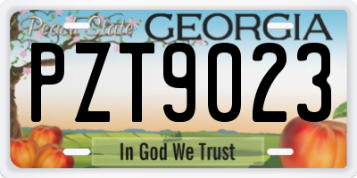 GA license plate PZT9023