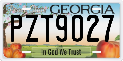 GA license plate PZT9027