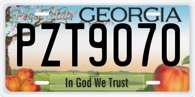 GA license plate PZT9070