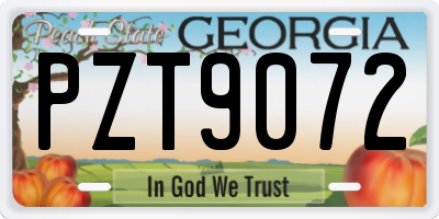 GA license plate PZT9072