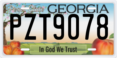 GA license plate PZT9078
