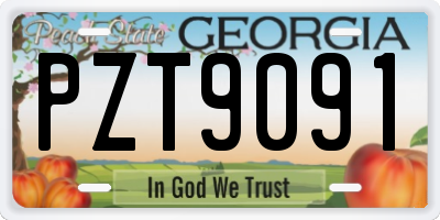 GA license plate PZT9091