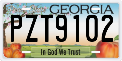 GA license plate PZT9102
