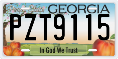 GA license plate PZT9115