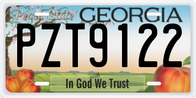 GA license plate PZT9122