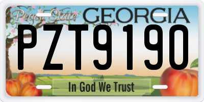 GA license plate PZT9190