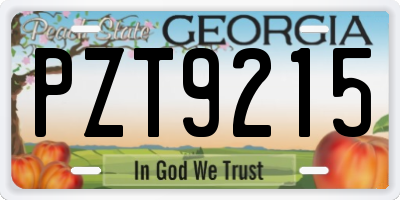 GA license plate PZT9215