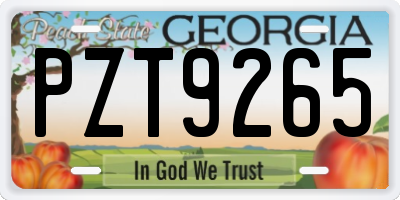 GA license plate PZT9265