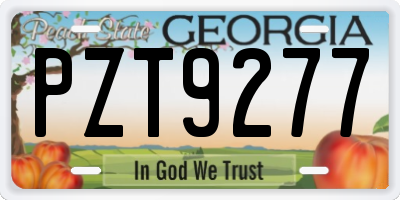 GA license plate PZT9277