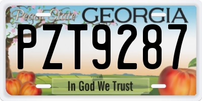 GA license plate PZT9287