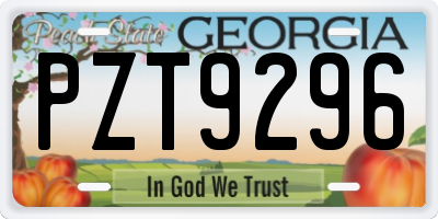 GA license plate PZT9296