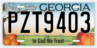 GA license plate PZT9403