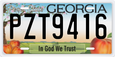 GA license plate PZT9416