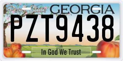 GA license plate PZT9438
