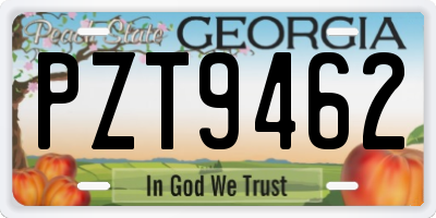 GA license plate PZT9462