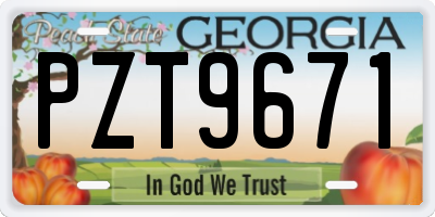 GA license plate PZT9671