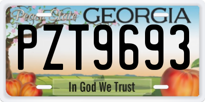 GA license plate PZT9693