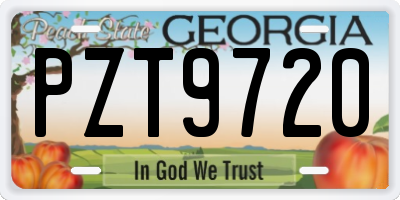 GA license plate PZT9720