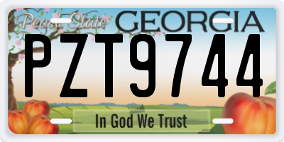 GA license plate PZT9744