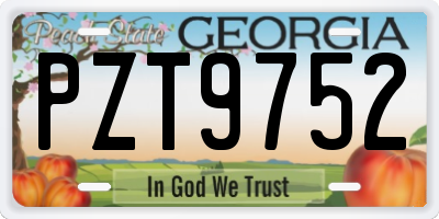 GA license plate PZT9752