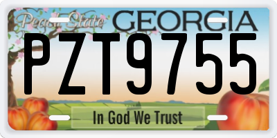 GA license plate PZT9755