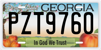 GA license plate PZT9760
