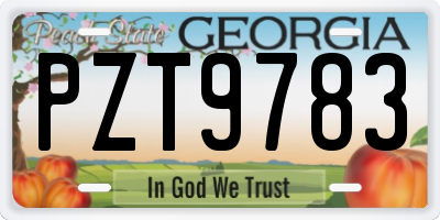 GA license plate PZT9783