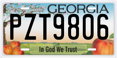 GA license plate PZT9806