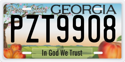 GA license plate PZT9908