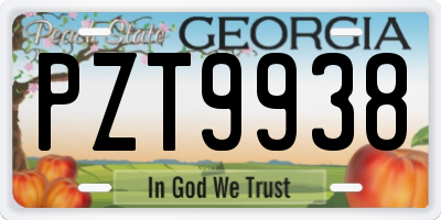 GA license plate PZT9938