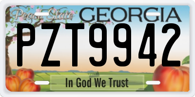 GA license plate PZT9942