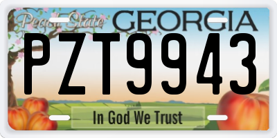 GA license plate PZT9943