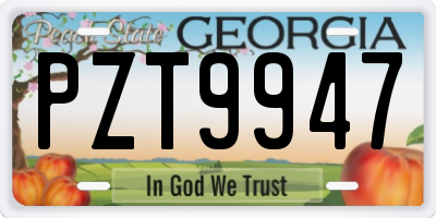 GA license plate PZT9947