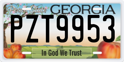 GA license plate PZT9953