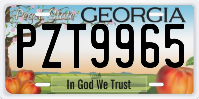 GA license plate PZT9965