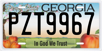 GA license plate PZT9967