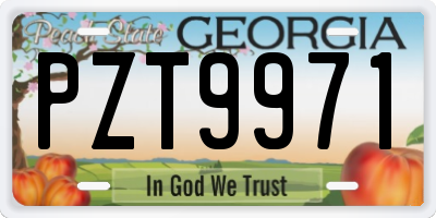 GA license plate PZT9971
