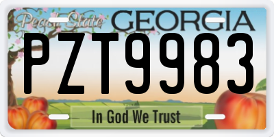 GA license plate PZT9983