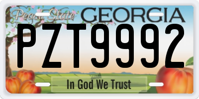 GA license plate PZT9992