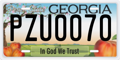 GA license plate PZU0070