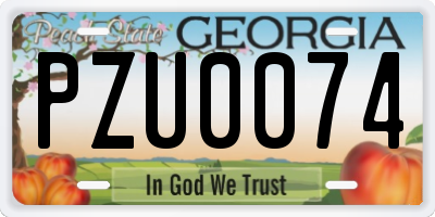 GA license plate PZU0074