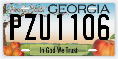 GA license plate PZU1106