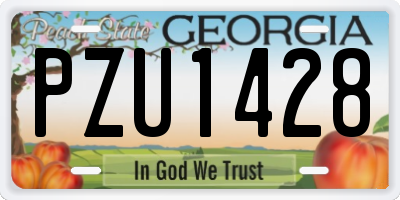 GA license plate PZU1428
