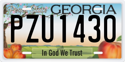 GA license plate PZU1430