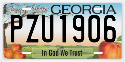GA license plate PZU1906