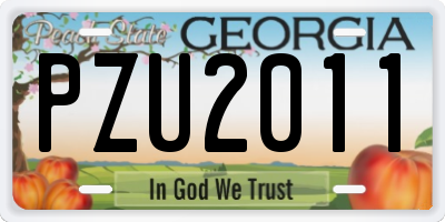 GA license plate PZU2011