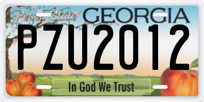 GA license plate PZU2012