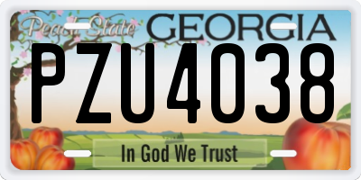 GA license plate PZU4038