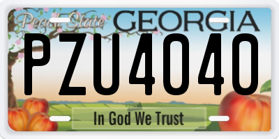 GA license plate PZU4040