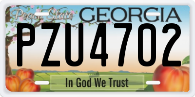 GA license plate PZU4702